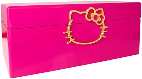 Hello Kitty Altın Simge Pembe Lake Ahşap Mücevher Kutusu Takı Organizatör, Resmi Lisanslı