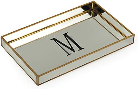 AF ANDREW AİLE Büyük Altın Monogram makyaj aynası Tepsi İntial M