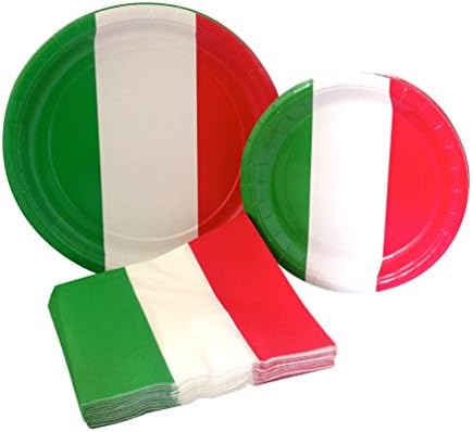 İtalyan Bayrağı Parti Malzemeleri Paketi! Pakette 8 Kişilik Kağıt Tabak ve Peçete bulunmaktadır
