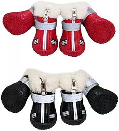 KGEZW 4 adet / takım Pet Köpek Ayakkabı Giyilebilir Kış Sıcak Evcil Antiskid Ayakkabı Su Geçirmez Yansıtıcı Köpek Çizmeleri Küçük