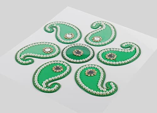 Paisley Yeşil Akrilik Rangoli Zemin Süslemeleri Masa Dekorasyon Çivili Taşlar Sequins Geleneksel Şenlikli Ev Kapı Déco / ARTS-19