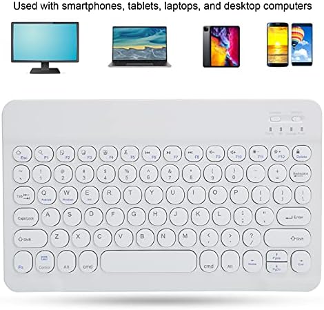 Bilgisayar Klavyesi, Akıllı Telefon için Tablet için Kablosuz Klavye Toz Geçirmez Su Geçirmez (Beyaz)