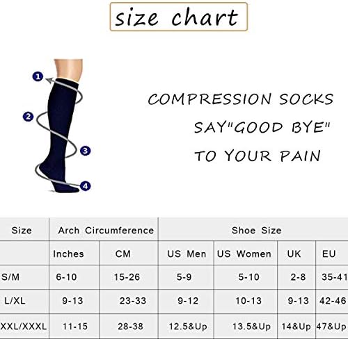 En iyi Atletik, Dolaşım ve İyileşme için 6 Çift Erkek ve Kadın Spor Sıkıştırma Çorabı (15-20 mmHg)