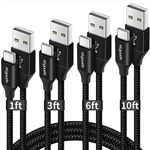 USB C Kablosu 3A Hızlı Şarj [4-Pack, 1/3/6/10 ft], etguuds Tipi C şarj Kablosu Örgülü ile Uyumlu Samsung Galaxy S21 S20 S10E