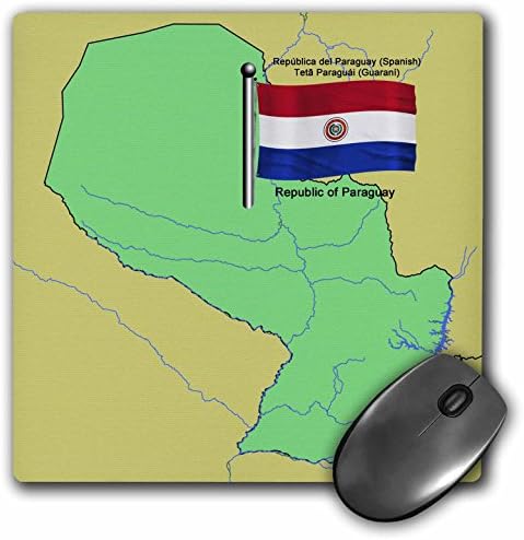 3dRose LLC 8x8x0. 25 İnç Mouse Pad, Harita ve Paraguay Bayrağı ile Paraguay Cumhuriyeti Baskılı ingilizce, ispanyolca ve Guarani