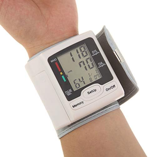 FAMKIT Kan Basıncı Monitörü Otomatik BP Metre 90 Okuma Bellek ile LCD ekran ve Ayarlanabilir Bilek Manşet Ev Kullanımı için