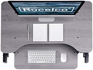 Anti Yorgunluk Mat Paketi ile Rocelco 32 Yüksekliği Ayarlanabilir Ayaklı Masa Dönüştürücü - Sit Stand Up Çift Monitör Yükseltici-Bilgisayar