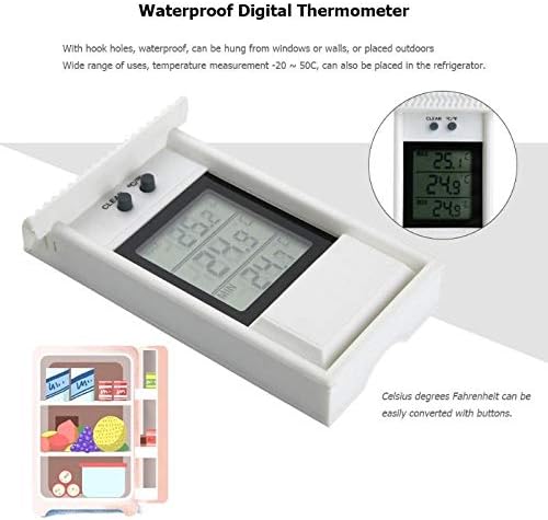 ECSWP WDJZNH Su Geçirmez Dijital Açık Termometre Higrometre Buzdolabı Sıcaklık Nem Ölçer (Renk: Beyaz)