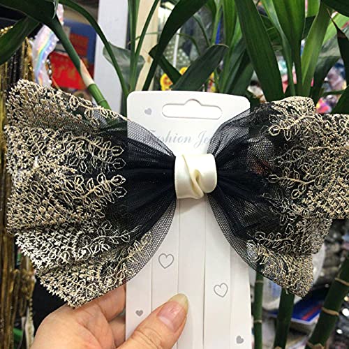 KALP HOPARLÖR Saç Klipleri kaymaz Büyük Yay Dantel Zarif Yay Düğüm Saç Tokası Şapkalar Kalma doğum günü hediyesi Siyah & Beyaz