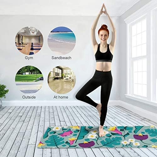MCHIVER Seyahat Yoga Mat Kaymaz - Renkli Çiçek Katlanabilir egzersiz matı Hafif egzersiz matı ile Çanta Ter Emici Kapak Pad için