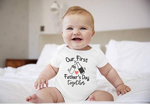Birlikte İlk Babalar Günümüz-Baby Bodysuit Babalar Günü Bebek Tulumları %100 Pamuk
