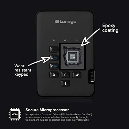 iStorage diskAshur2 SSD 256GB Siyah-Güvenli taşınabilir katı hal sürücüsü-Parola korumalı, toza ve suya dayanıklı, taşınabilir,