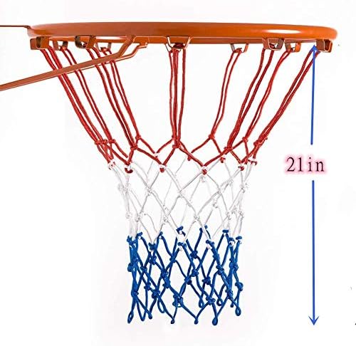Millie Ağır Basketbol Net Değiştirme, Kırmızı Beyaz Mavi Bold Örgülü Halat, Standart Kapalı veya Açık 12 Döngüler Jantlar Uyar