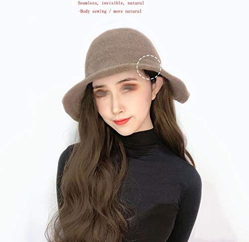 SPNEC LQGSYT Moda Sıcak Kış Şapka ile Saç Femal Sentetik Yün Şapka Peruk Saç Bir Boyut Peruk Şapka Kaput Genç Kızlar için (Renk: