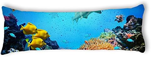 AİLOVYO sahilde Tatil Aşk Deniz Makinede Yıkanabilir Ipeksi Parlak Saten Dekoratif Vücut Yastık Kılıfı Kapak, 20-İnch x 54-İnch