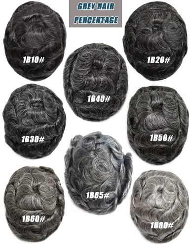 Şeffaf Fransız Dantel Erkek Peruk Remy insan saç Değiştirme Sistemi Ağartılmış Knot Dantel Ön İnce Cilt Erkek Peruk Gri Kahverengi