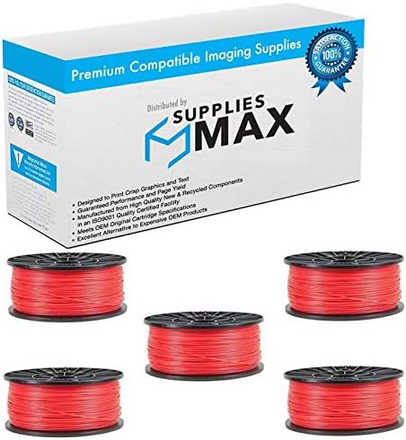 SuppliesMAX Premiere Yedek 3D Yazıcı için Evrensel PLA Kırmızı Filament (5 / PK-1.75 MM / 1 KG) (PFPLARD_5PK)