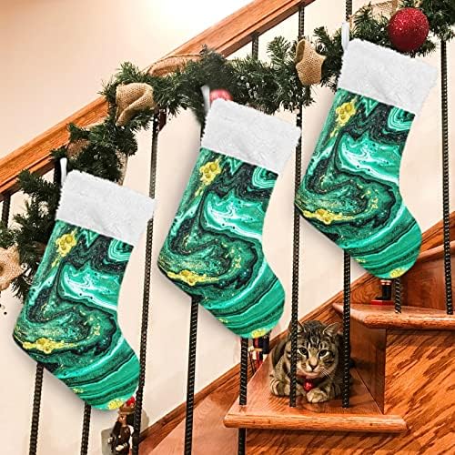xigua Soyut Yeşil Sanat Mermer Noel Çorap Kişiselleştirilmiş Büyük Noel Çorap Sevimli Kar Tanesi Çorap 18 İnç Noel Çorap Noel
