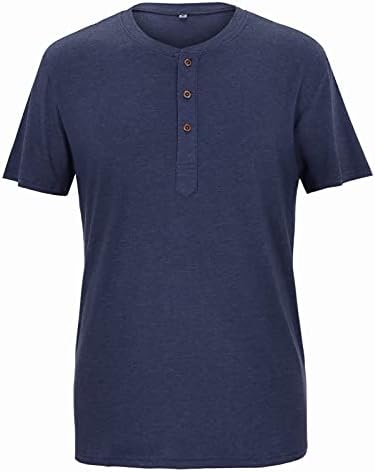 Erkekler için gömlek Kısa Kollu Yaz Casual Düğme Up O Boyun Düz Renk Vintage T Shirt Kısa Kollu