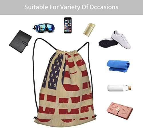 İpli sırt çantası Amerikan Bayrağı Plaj Spor Sırt Çantası Spor Çanta İçin Kadın/Erkek Su Geçirmez Seyahat Dize Çanta