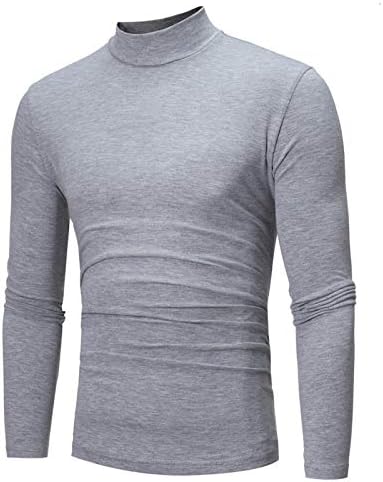 Erkek Moda Termal Orta Yaka Uzun Kollu T Shirt Casual Slim Fit Temel Tasarlanmış Baselayers Tops Büyük ve Uzun Boylu Gömlek