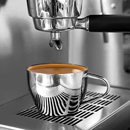 OGGI Yalıtımlı Kahve Fincanı 8oz-Saucer Dahil-Çift Duvar Paslanmaz Çelik Teknolojisi Zarif Ayna Kaplamalı Kahve veya Çay Bardağı