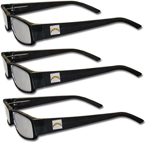 NCAA Siskiyou Spor Fan Mağazası Los Angeles Şarj Cihazları Yetişkin Okuma Gözlükleri (3 Paket) Okuma Gücü: + 2.00 Siyah