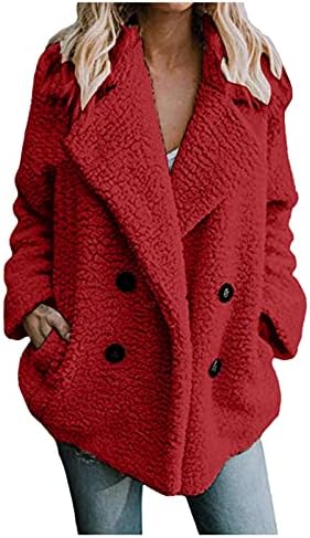 Kadın uzun kollu yaka Faux Shearlıng Shaggy boy Ceket sıcak Kış açık ön Polar Giyim