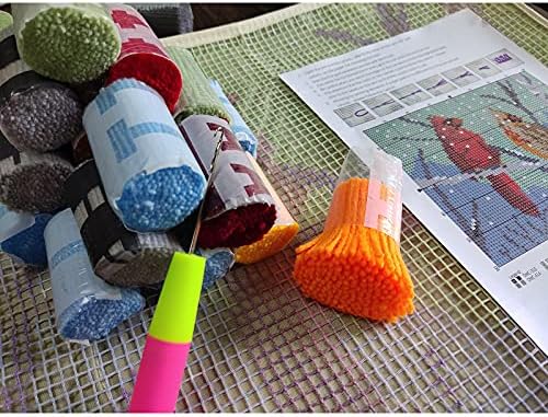 Mandal Kanca Kitleri Halı, Kardinal Crocheting Halı Kilim Baskılı Tuval ile Çocuklar Yetişkinler için Yeni Başlayanlar, 20.5X15