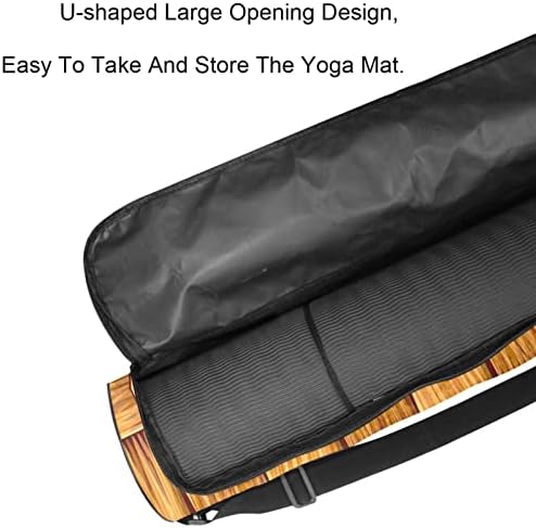 Ahşap Dokulu Örgü Sepet Yoga Mat Çanta Tam Zip Yoga Taşıma Çantası için Kadın Erkek, egzersiz Yoga Mat Taşıyıcı ile Ayarlanabilir