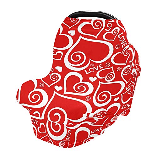 YYZZH Kalp Spiral Süs Sevgililer Aşk Kırmızı Sıkı Bebek Araba koltuğu Kapağı Bebek Gölgelik Hemşirelik Kapakları emzirme örtüsü