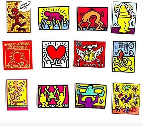 Performans Sanatı Keith Haring Etiket Paketi 50 Çıkartma-Dizüstü Bilgisayarlar için Ofis Çıkartmaları, Dizüstü Bilgisayarlar