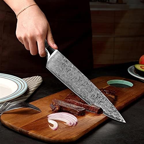Mutfak Bıçağı 8 inç Şef Bıçağı Japon Şam Çelik Desen Profesyonel Mutfak Bıçakları Programı Santoku Cleaver Fileto Ev Aracı (Renk: