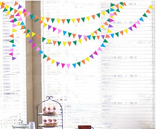 Hacoly Kağıt reçel Afiş Renkli S Üçgen Bayrakları Parti Asılı Dekorasyon Flama Afiş Halat Mezuniyet/Doğum Günü/Bebek Duş / Düğün