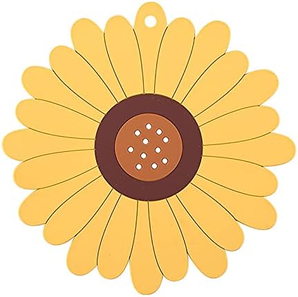 prettDliJUN ayçiçeği ısı emer Coaster, PVC Yemek Masa Plaka Kupa Bardak Cam Mat, Sarı