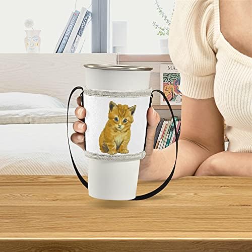 Renkli Kitty Kedi Fincan Kollu Sıcak Soğuk Içecekler ıçin Kullanımlık Yumuşak Yalıtımlı Buzlu Kahve Kol Tutucu ıle 12-24 oz En