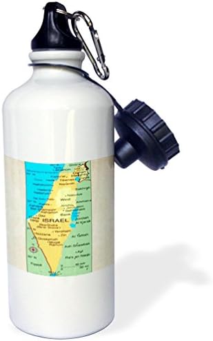 3dRose İsrail Haritası Spor Su Şişesi, 21 oz, Beyaz