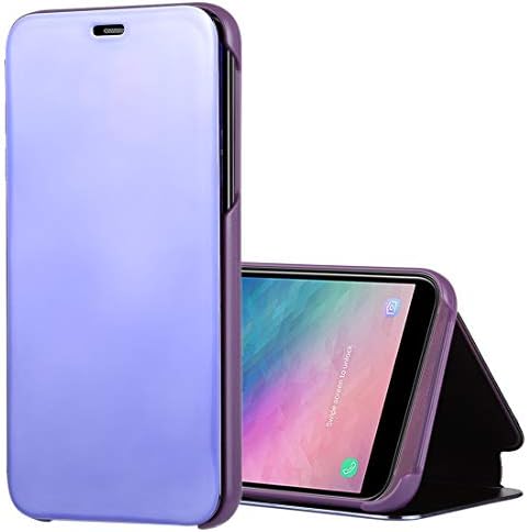 Cep Telefonu Kılıfı Çanta Galvanik Ayna Yatay Çevir Deri Kılıf için Galaxy A6 (2018), Tutucu ile(Siyah) Arka Kapak Kılıf (Renk: