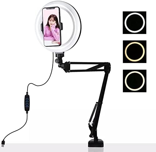 SBSNH 6 inç halka ışık braketi Seti 20 cm Katlanabilir Depolama 360 Derece Konsol Çerçeve Ark Yüzey Canlı Selfie dolgu ışığı