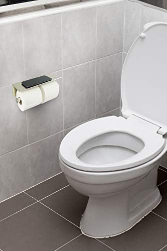 Telefon Raflı Daha Düzgün Yuva Yapışkanlı Çift Tuvalet Kağıdı Tutacağı, Büyük Ruloları Destekler, Modern Stil (Fırçalanmış, 2