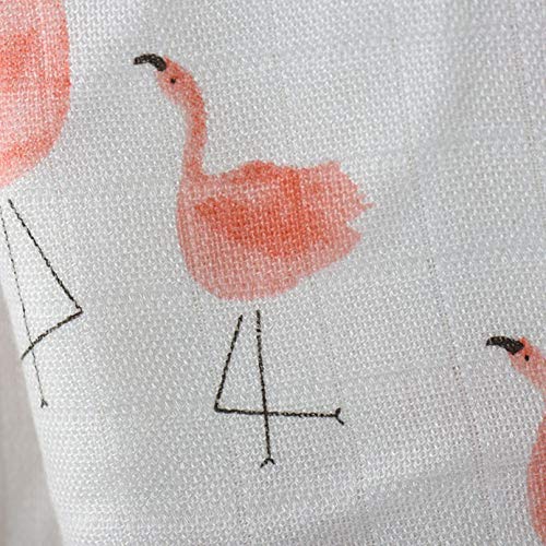 Kız Bebek için %100 Organik Pamuk Muslin Bebek Kundak Battaniyesi - Flamingo Tasarımı