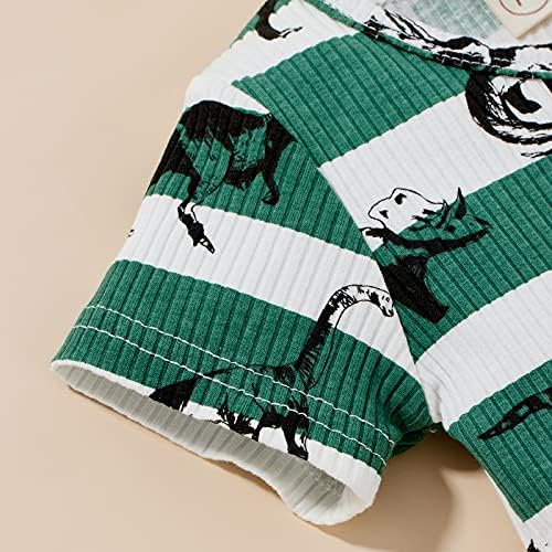Yenidoğan Bebek Erkek Bebek Yaz Kıyafetler Toddler Dinozor Kolsuz Nervürlü Tank Top T-Shirt + Şort 2 adet Pantolon Seti