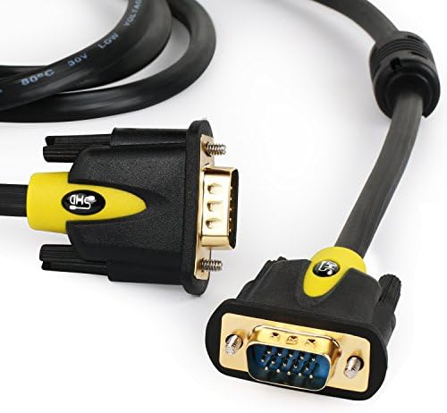 VGA Kablosu 3 Ayaklar, SHD VGA VGA Monitör Kablosu HD15 SVGA PC Dizüstü TV Projektör için Siyah ve Sarı Renk