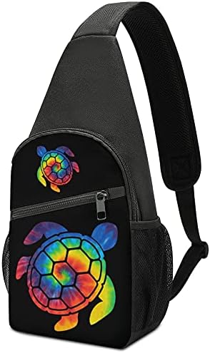 Kravat boya Hawaii kaplumbağa tek kollu çanta Crossbody omuz göğüs çanta baskı sırt çantası seyahat Sırt çantası