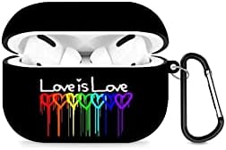 Aşk Aşk LGBT Airpods Pro Kılıf AirPod 3 Gökkuşağı Gay Pride Biseksüel Kapak Yumuşak Silikon Anahtarlık Klip-Moda Desen Darbeye