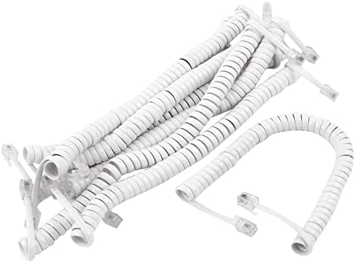 EuısdanAA 8 Adet 1.5 M 5Ft RJ9 4P4C Sarmal Sıkı Telefon Ahizeleri Kablo Hattı Beyaz (8 piezas 1.5 M 5Ft RJ9 4P4C Auriculares