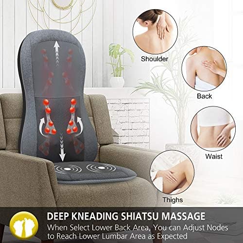 Comfier tam sırt masajı ile ısı-2D / 3D Shiatsu masaj koltuk minderi ile 10 masaj düğümleri, masaj koltuğu Ped, haddeleme yoğurma