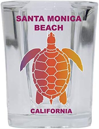 Santa Monica Beach California hatıra gökkuşağı kaplumbağa tasarım kare atış cam