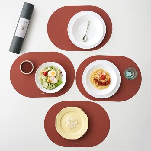 Yemek Masası için Silikon Placemats, Deri Dokusal Tasarımlı, 4'lü Set, Silikon Masa Matı, Kaymaz, Yağ Geçirmez, Su, ısı, Leke
