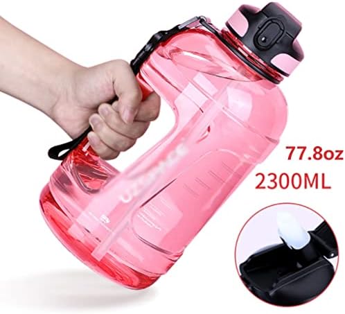YDSLZQ Su Şişesi Yarım Galon Spor Su Şişesi 77.8 oz/2300 ml Saman Kapasiteli Zaman Ölçeği ile BPA Ücretsiz Spor su sürahisi Spor